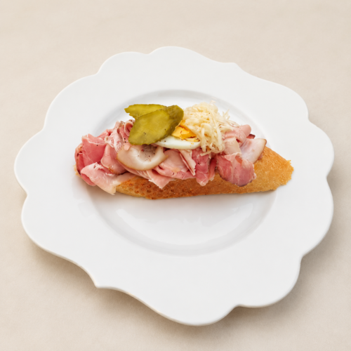 Schinken-Kren-Baguette mit Ei